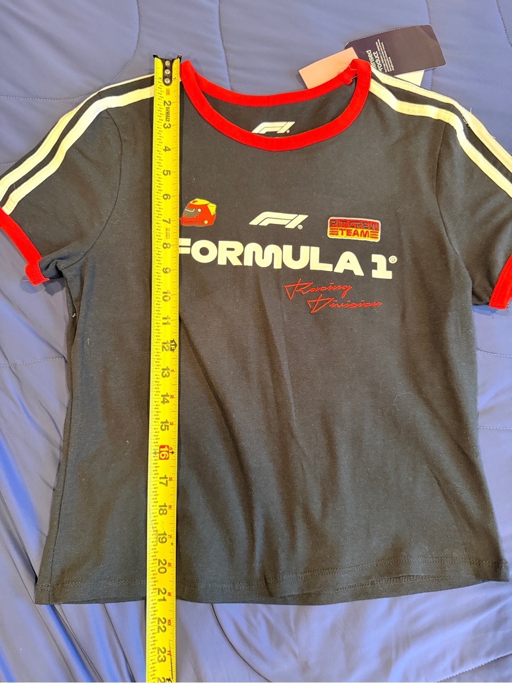 Hybrid Apparel Black Tee with Red Trim and White F1 Logo - Picture 6 of 6